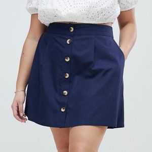 ASOS Curve Mini Skater Skirt w/ Buttons, Sz 16